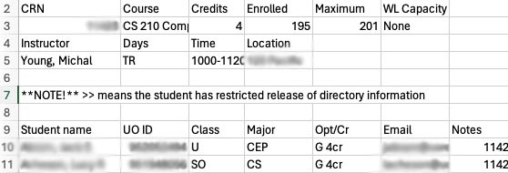 Class roster