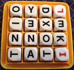 A physical Boggle board