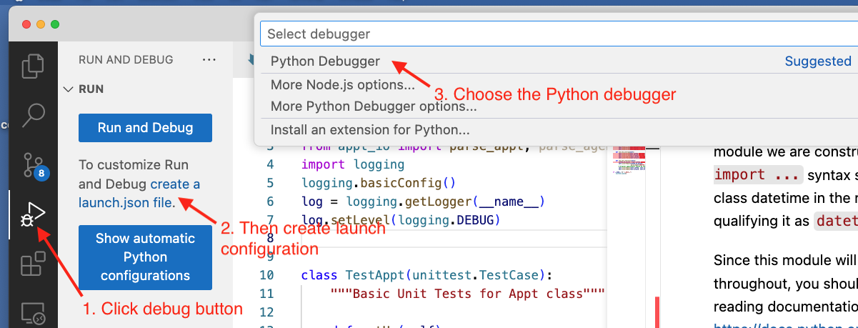 Use the debug button to create a launch configuration